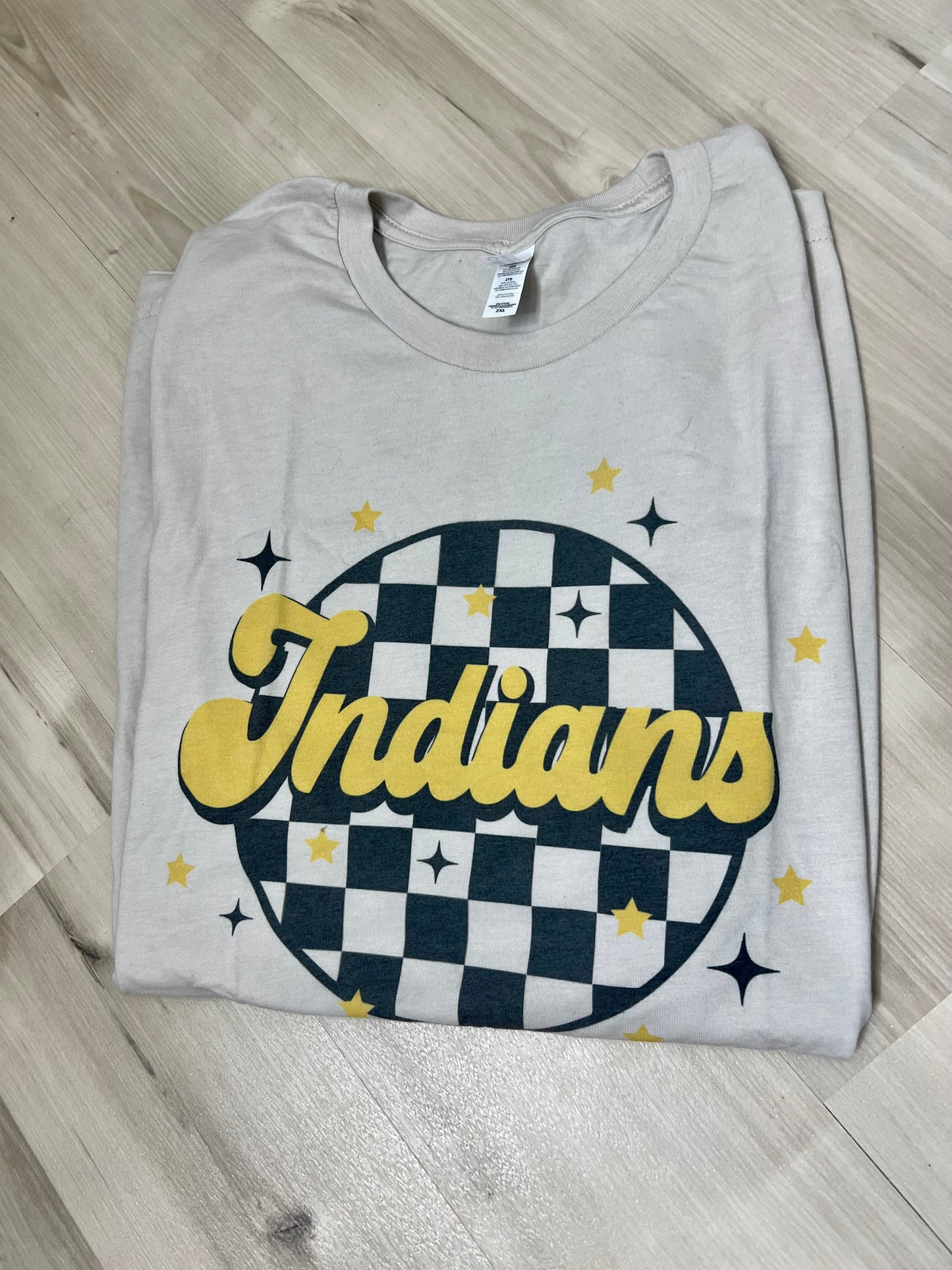 (2X) Indians Checkered Tee