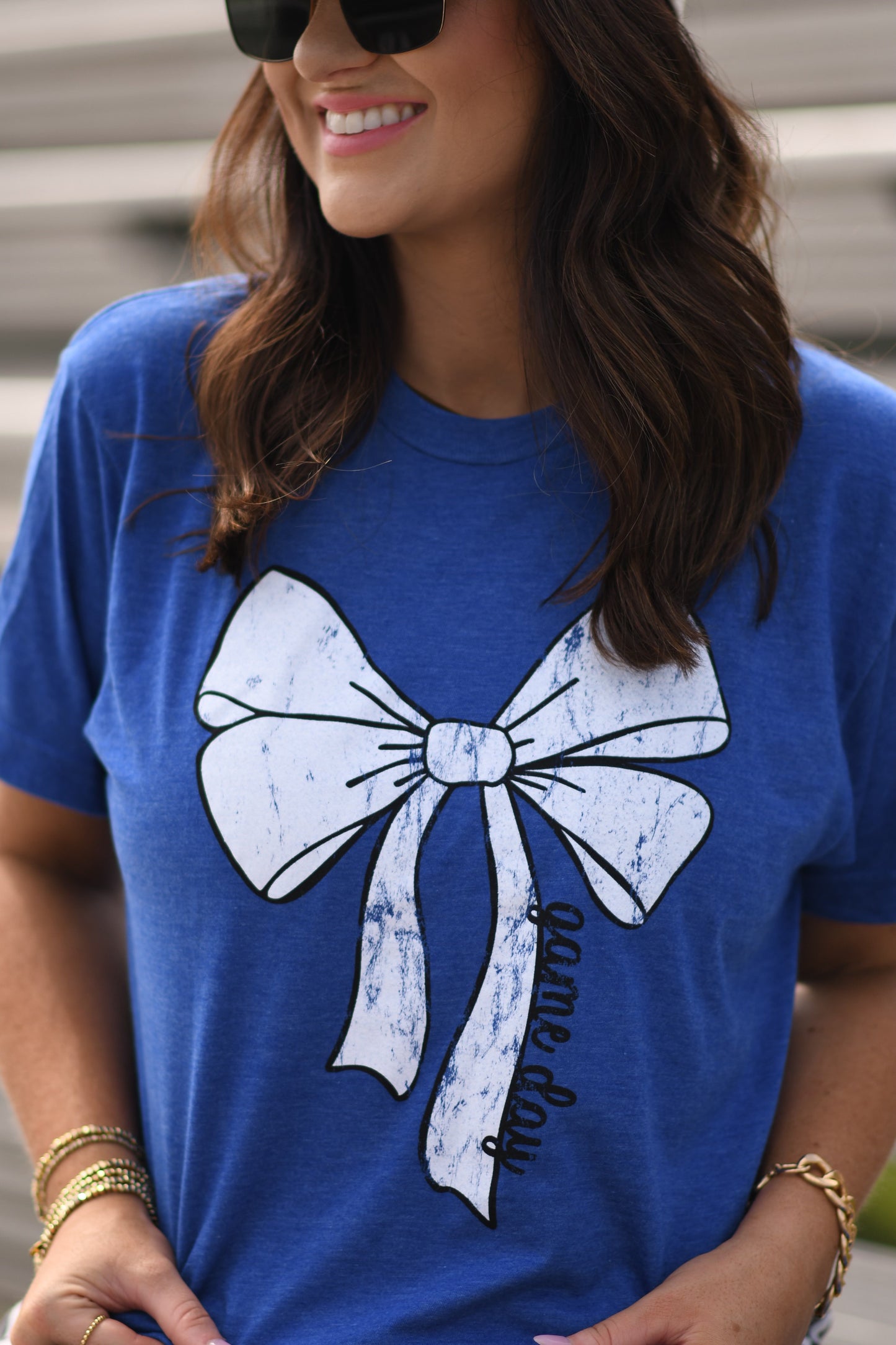 RTS Blue Game Day Bow Tee
