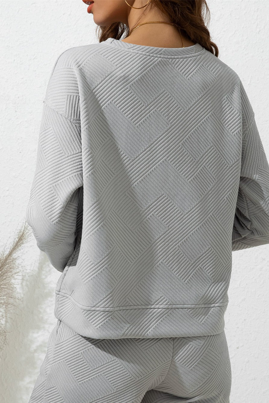 (2X) Textured Crop Pants Set
