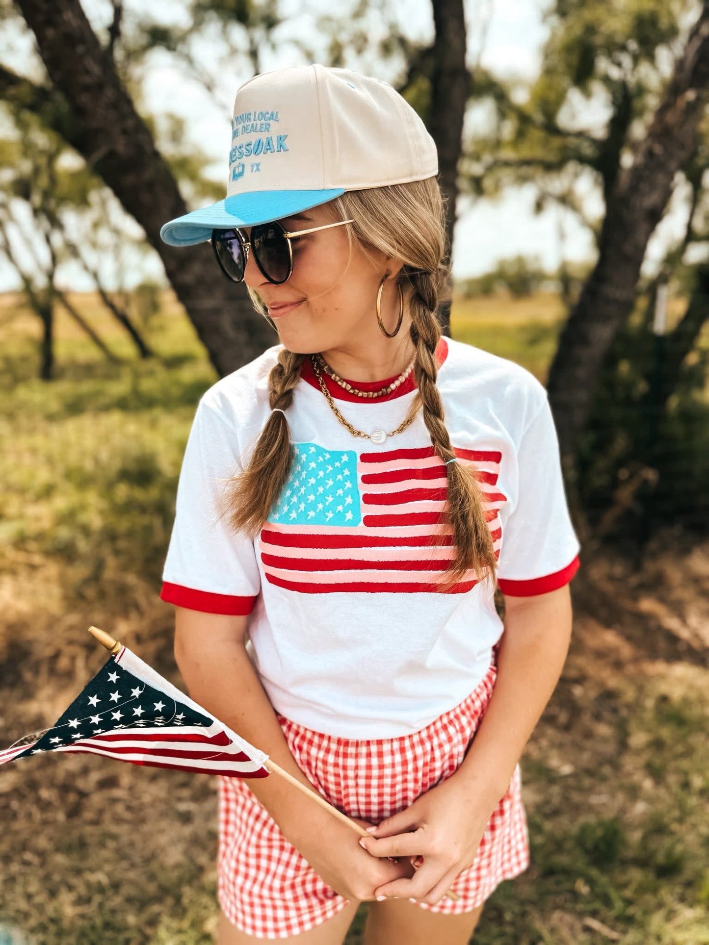 USA Flag Ringer Tee