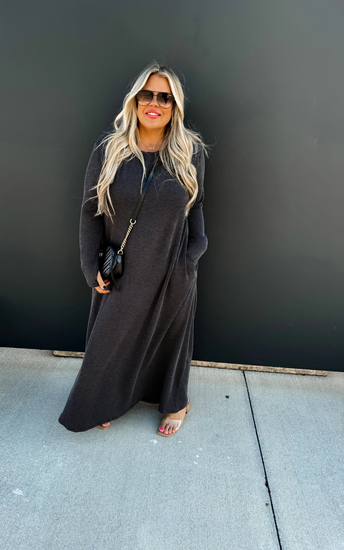 (S/M) Ribbed Maxi Dress