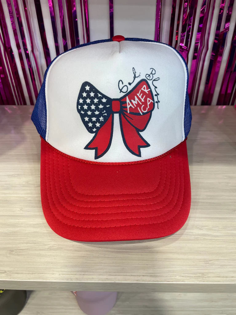 God Bless America Bow Trucker Hat