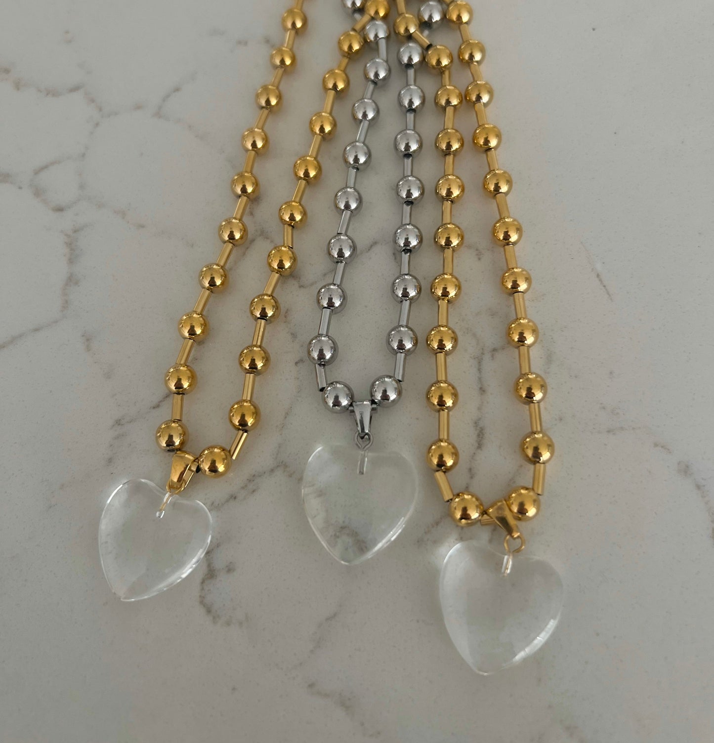 CLEAR HEART NECKLACE