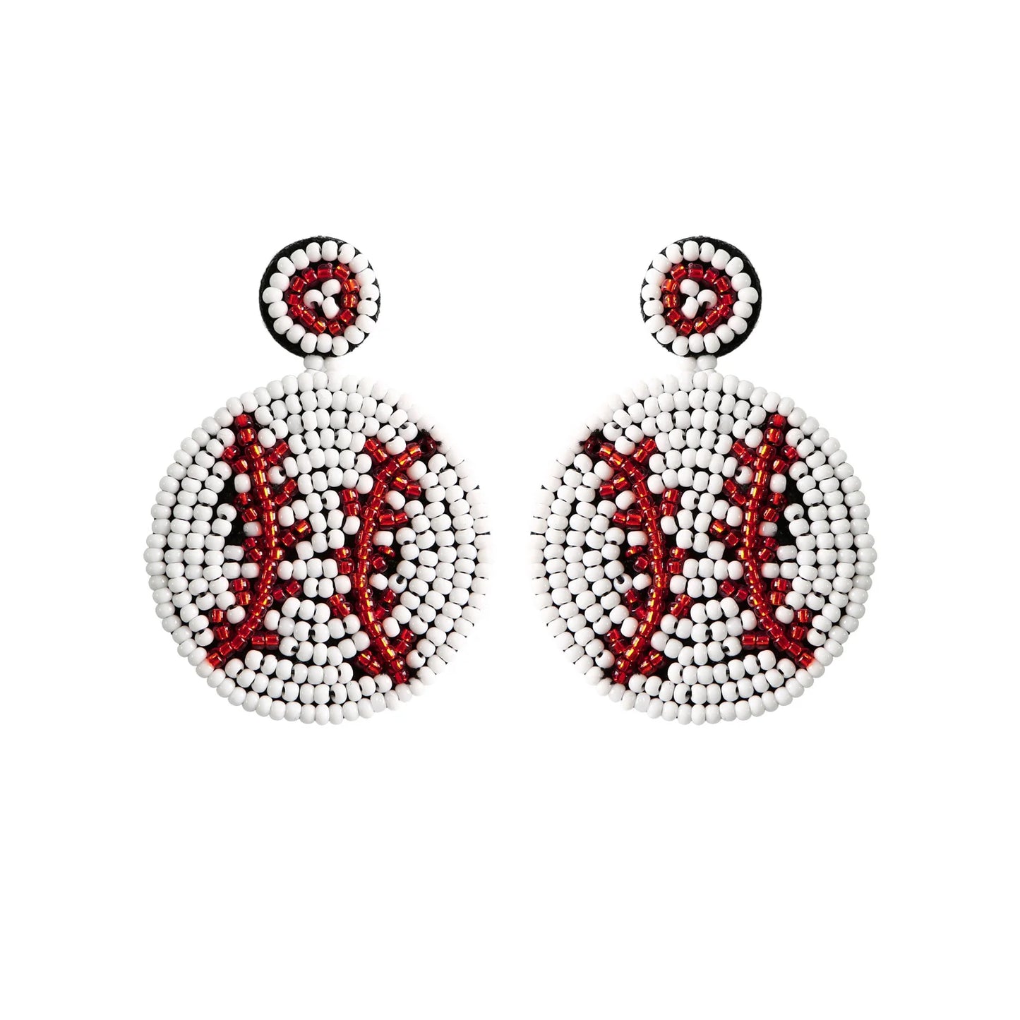 Beaded Baseball Earrings