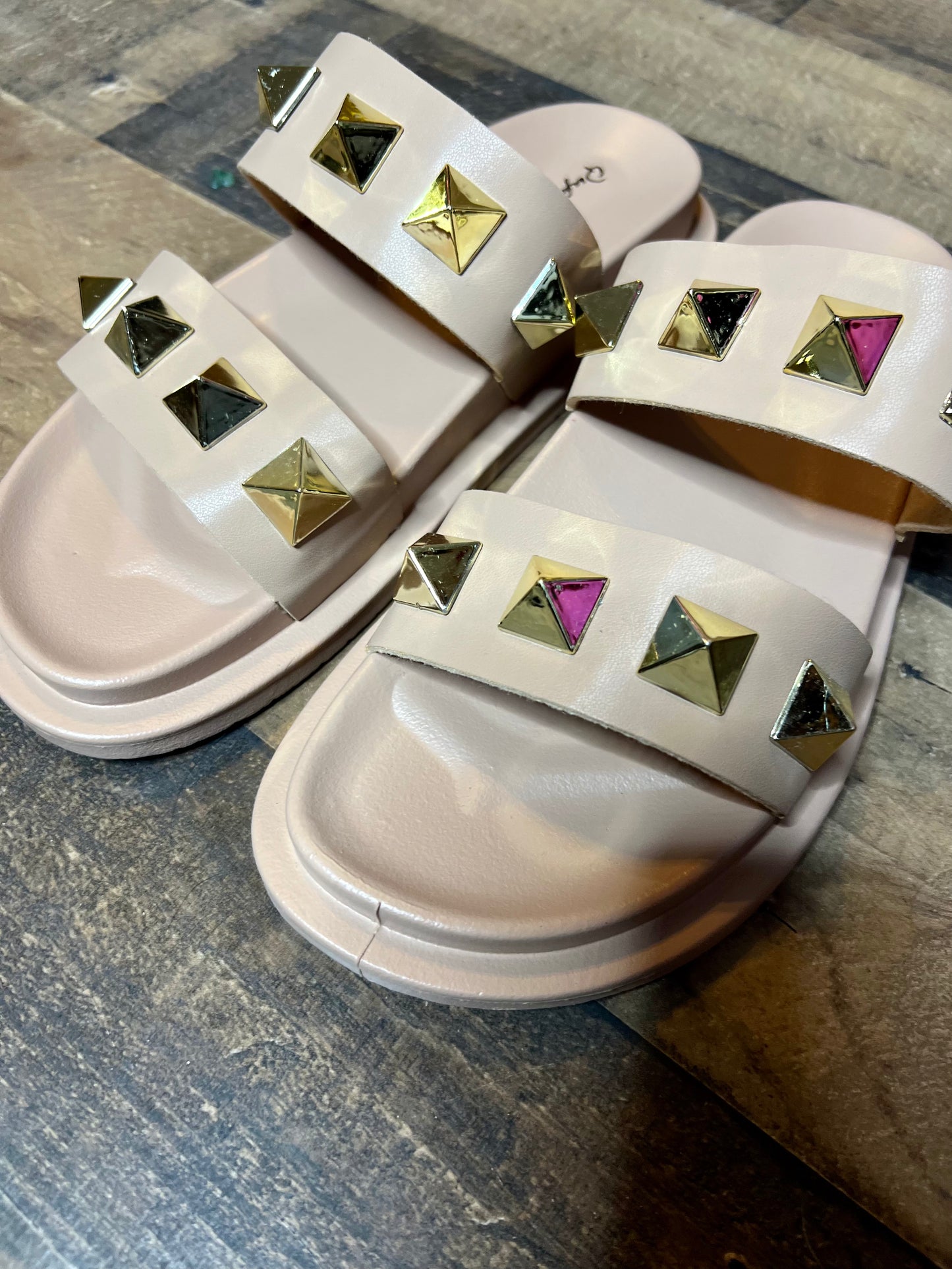 (5) Blush Studded Sandals