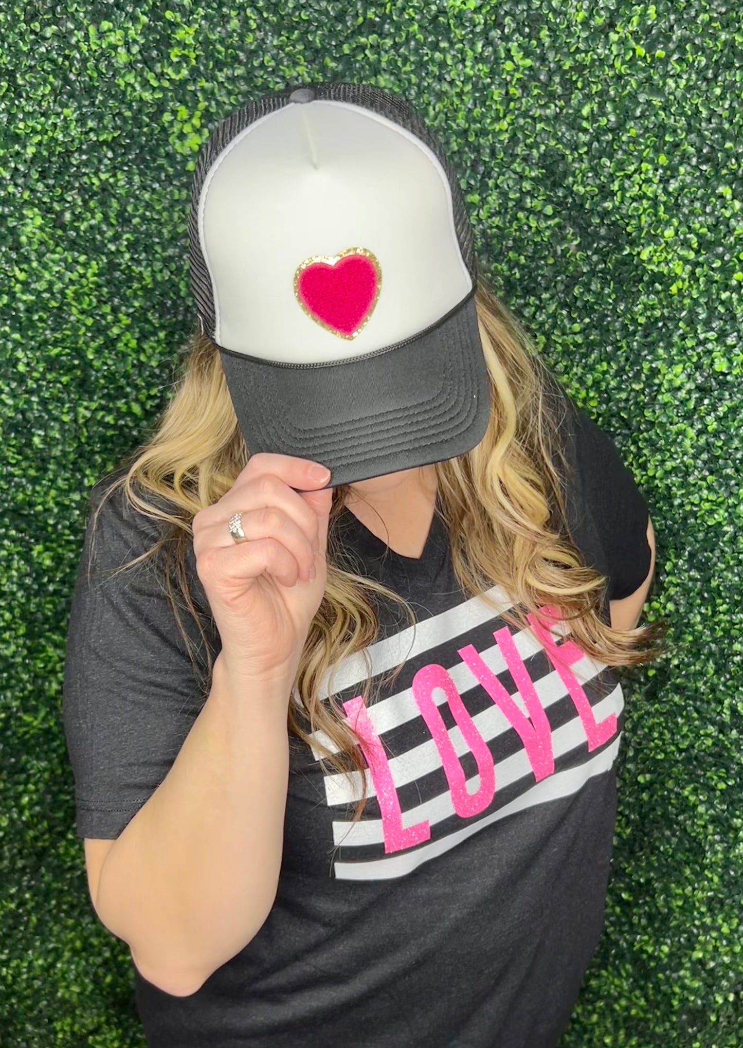 Chenille Heart Trucker Cap