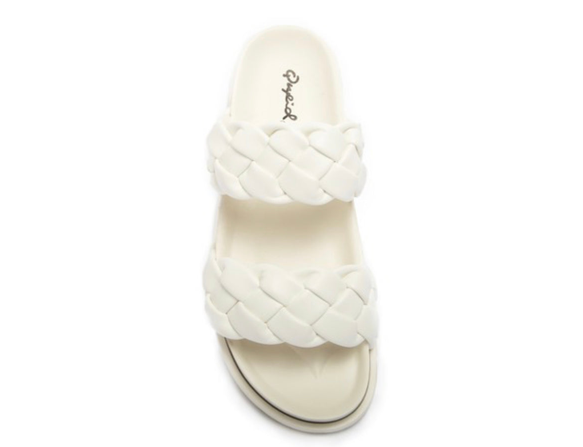 (5-8) White Braided Slide