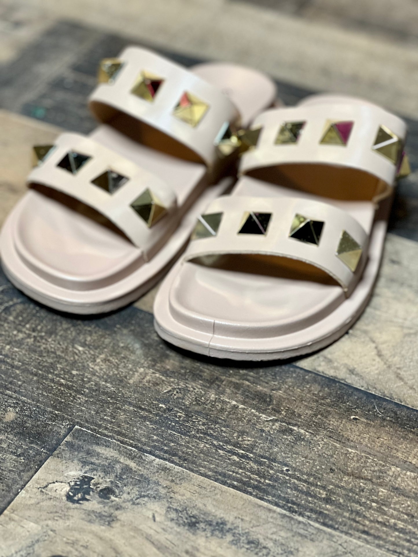 (5) Blush Studded Sandals