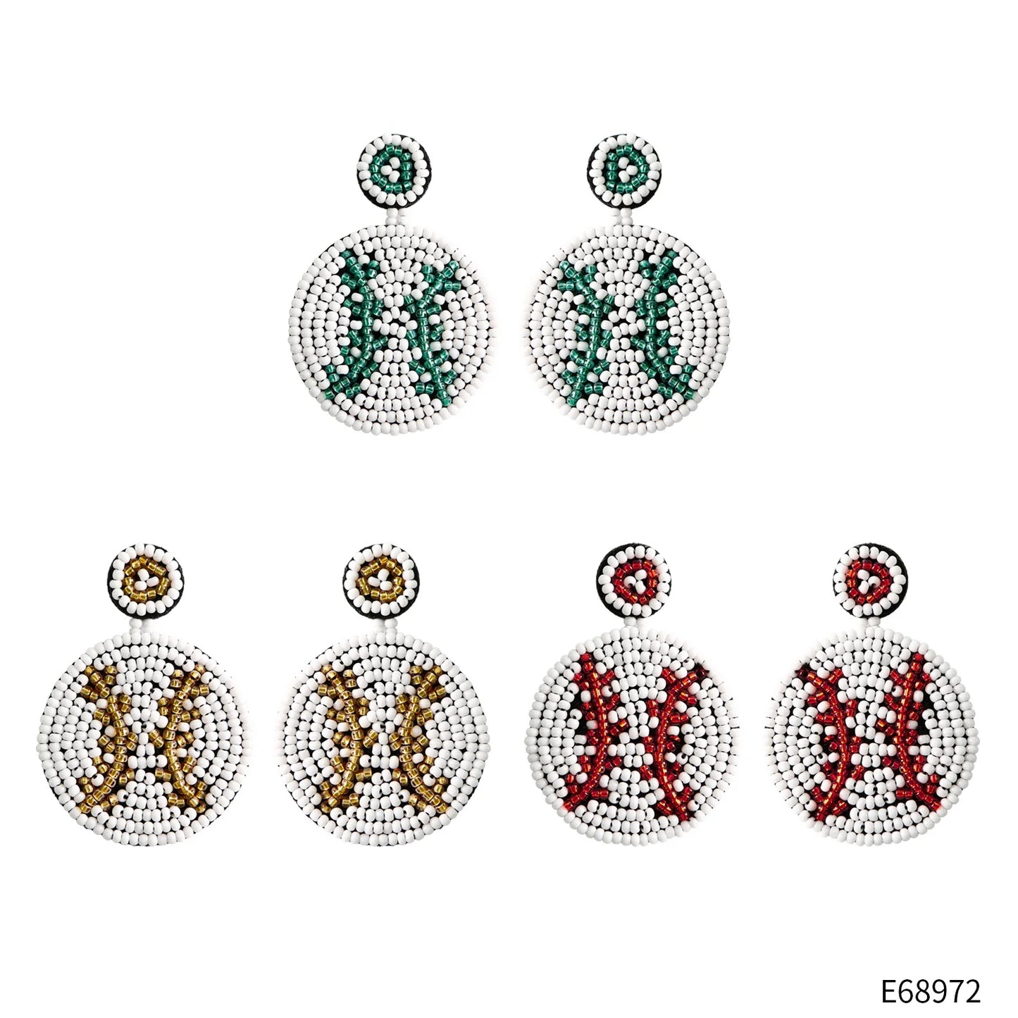 Beaded Baseball Earrings