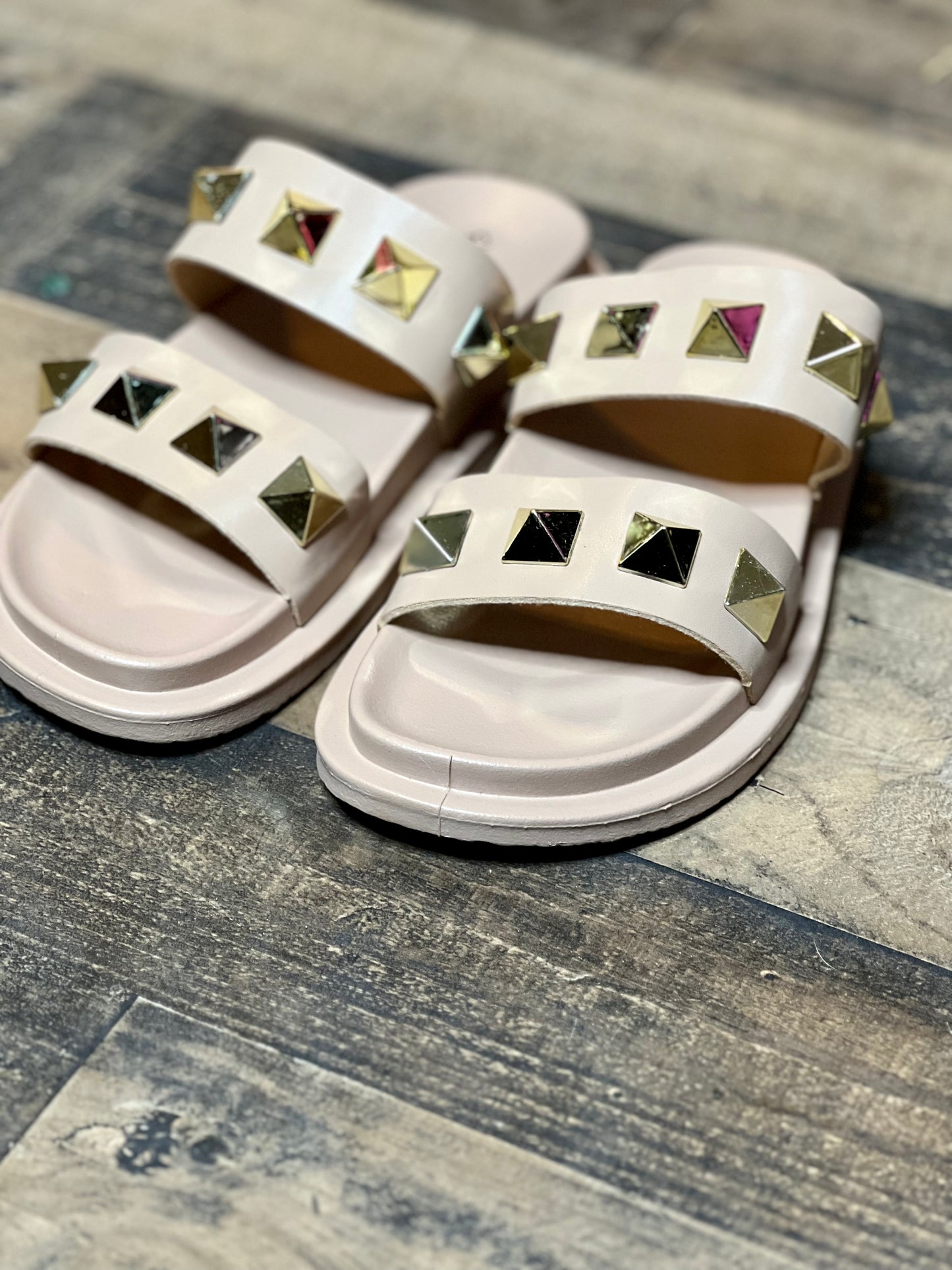 (5) Blush Studded Sandals