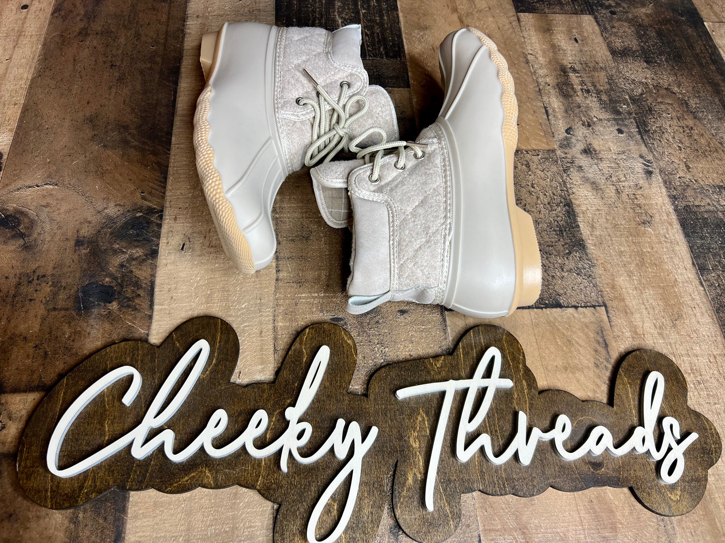 (8) Cream Duck Boots