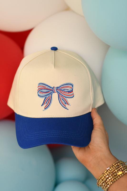 RTS Blue Patriotic embroidered Bow Hat