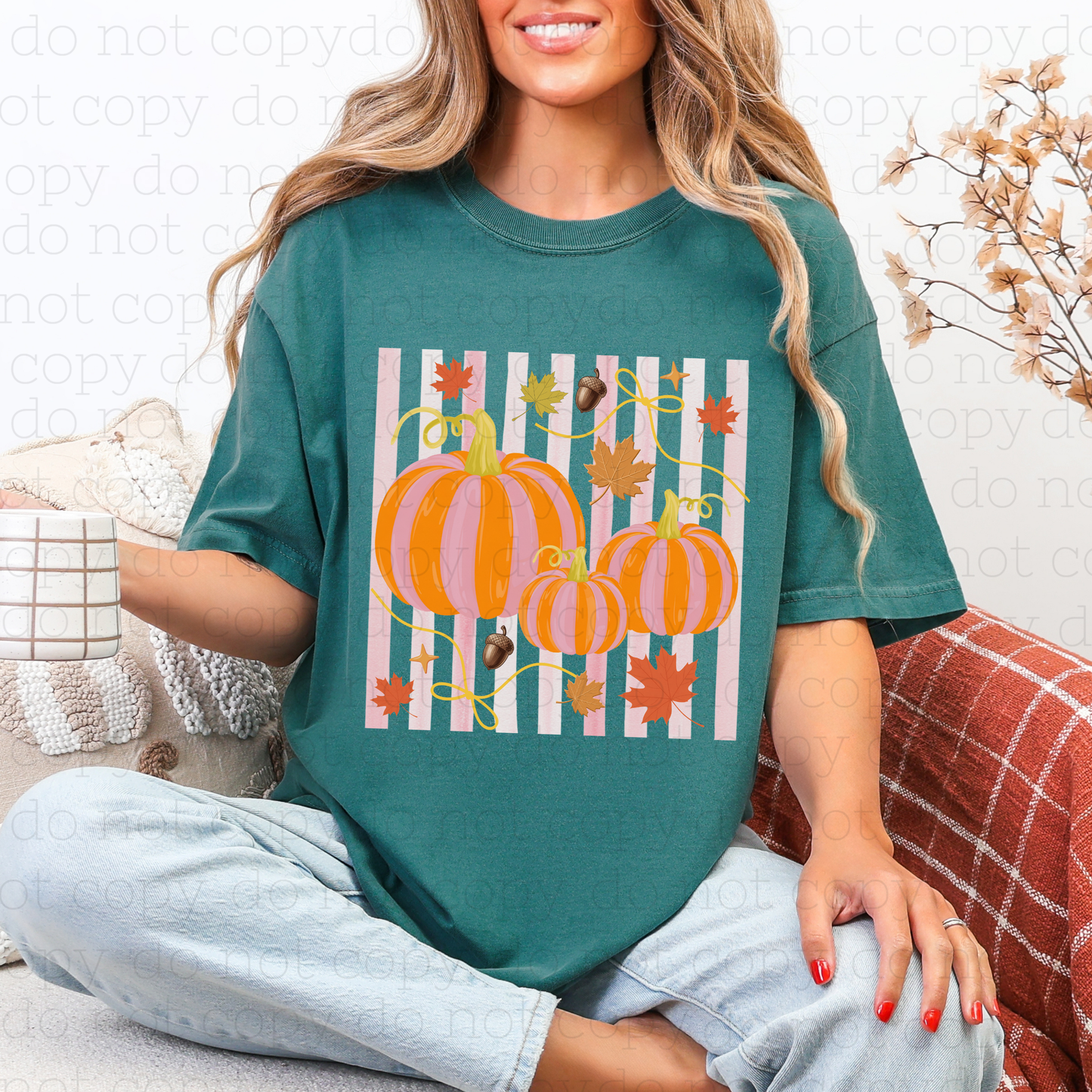 Painted Striped Pumpkins - Comfort Colors