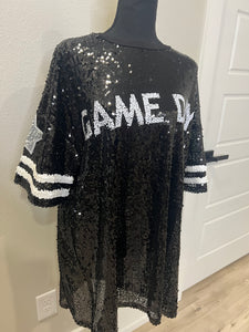 Black Sequin Game Day Dress