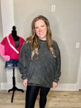 Load image into Gallery viewer, Washed Black Corded Crew