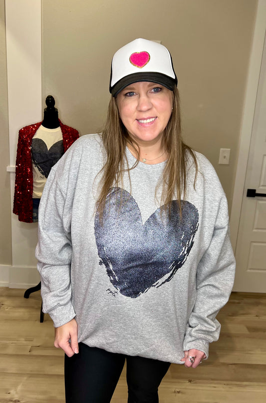 (S) Gunmetal Heart Sweatshirt