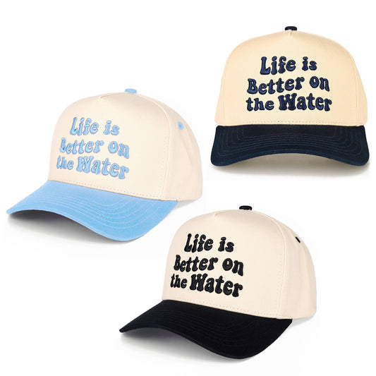 C.C LIFE IS BETTER ON THE WATER Letter Two Tone Trucker Hat