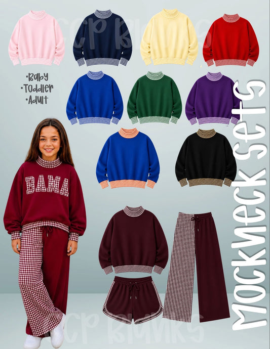 Pre-order - Mock Neck Gingham Sets