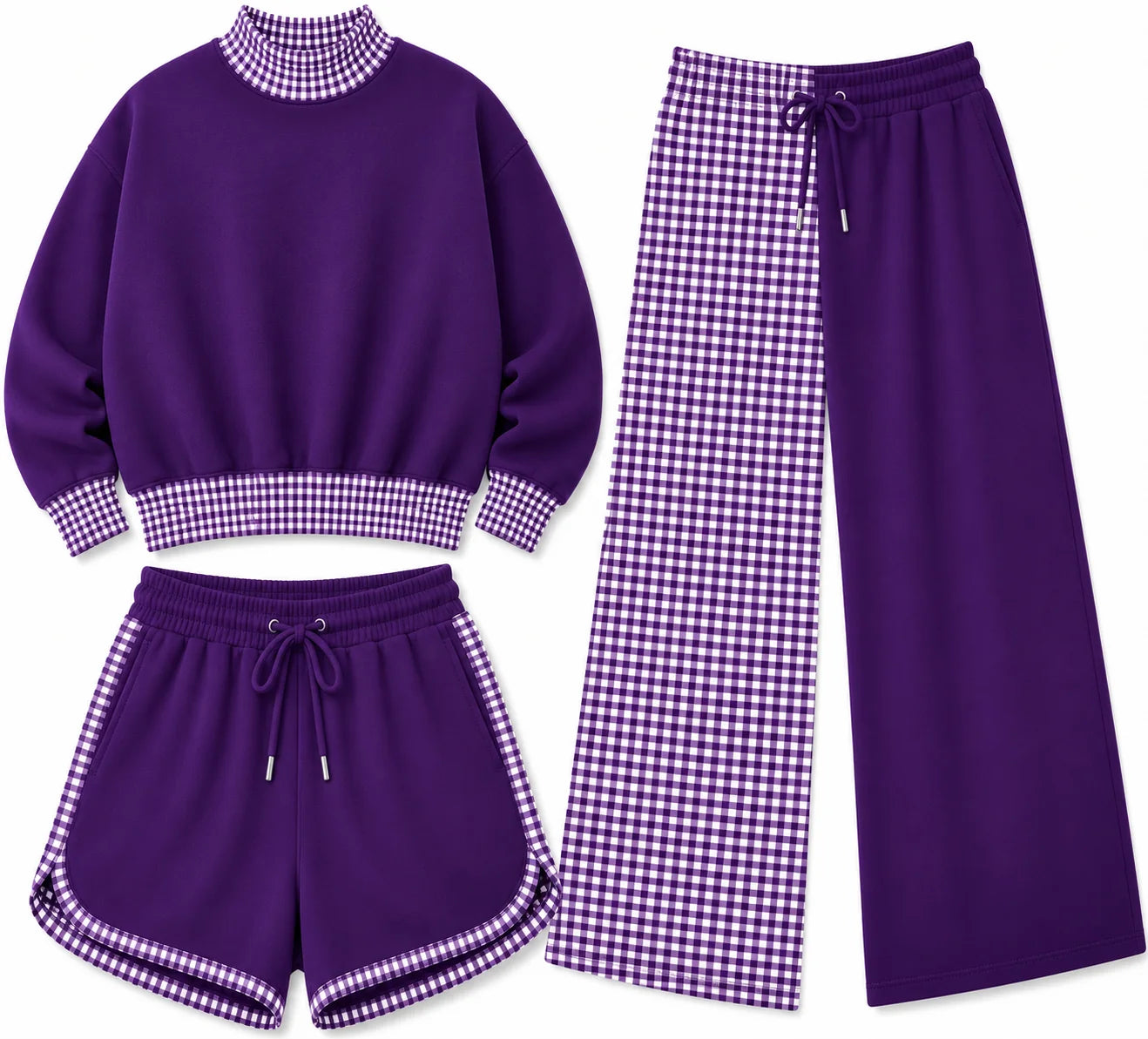 Pre-order - Mock Neck Gingham Sets