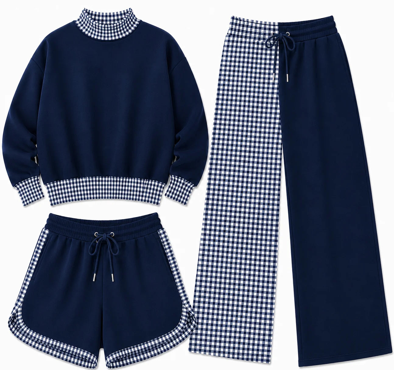 Pre-order - Mock Neck Gingham Sets