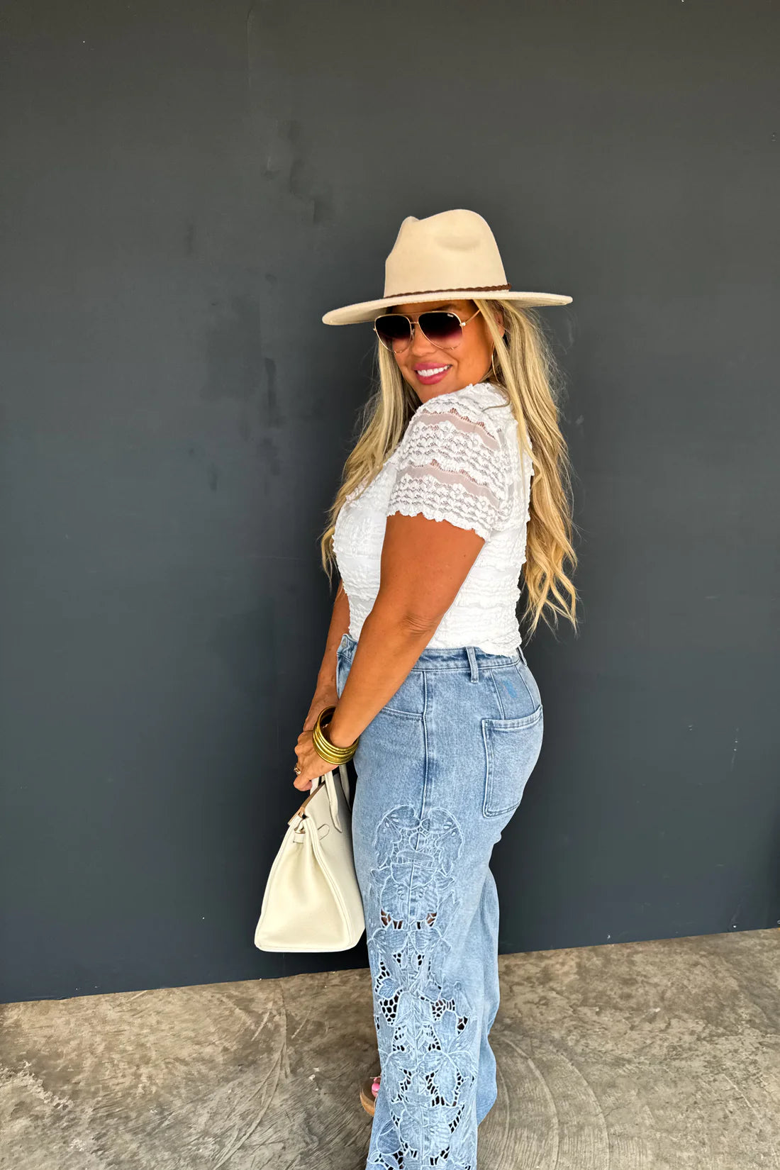 Floral Charm Wide Leg Jeans