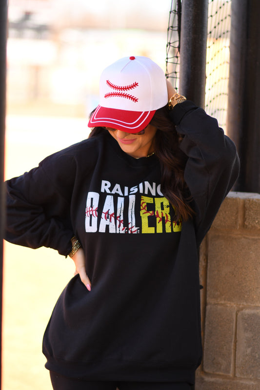 Red Stripe Stitches Embroidered Hats