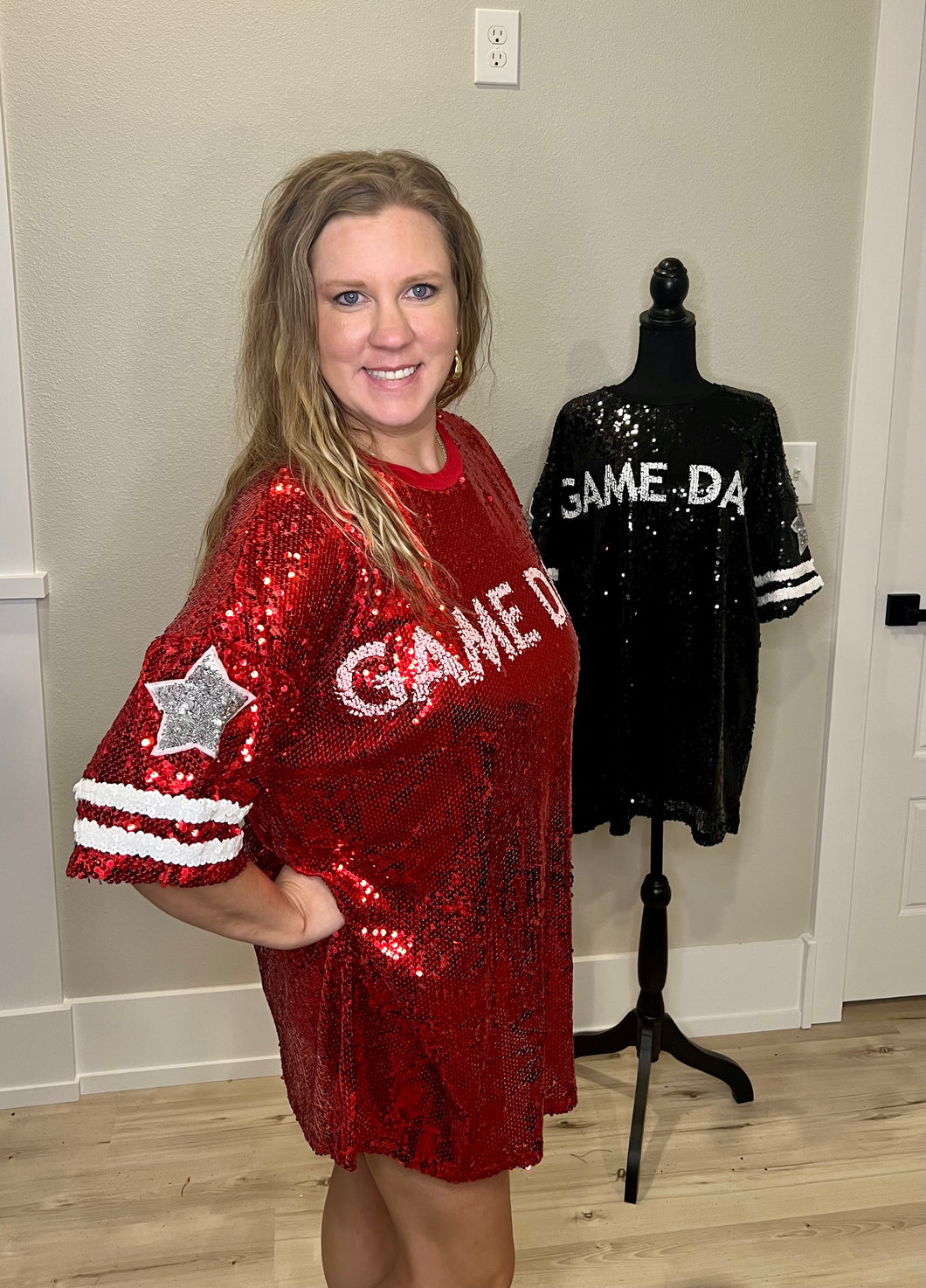 Red Sequin Game Day Dress