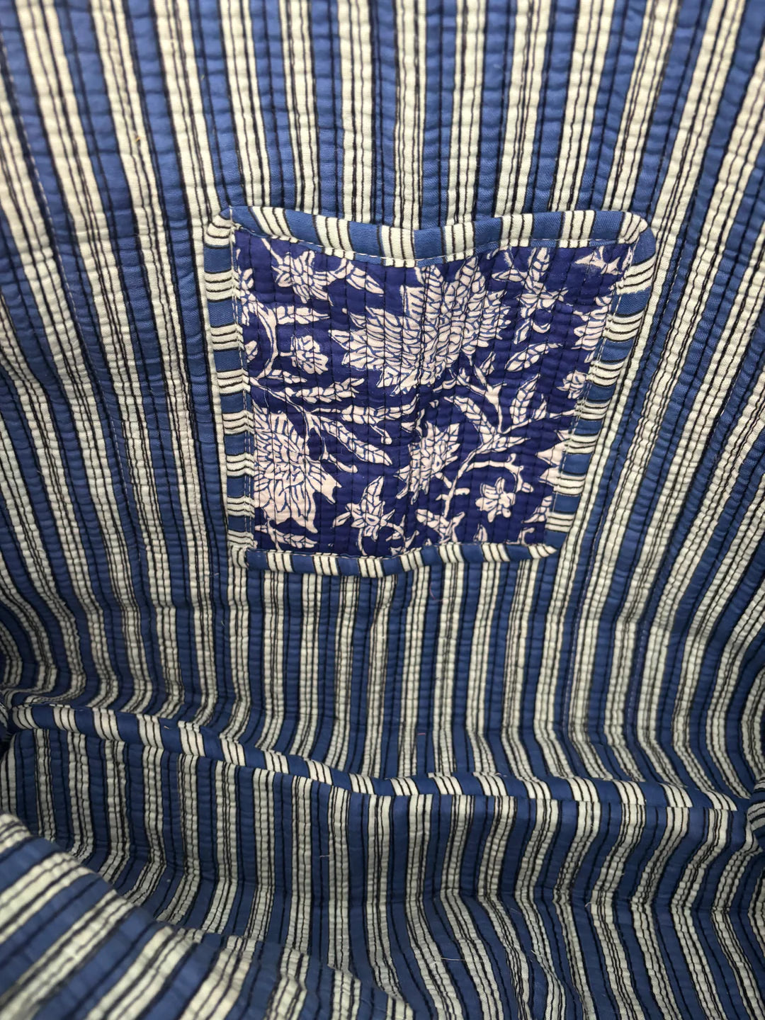 Serene Blue Floral Quilted Duffel
