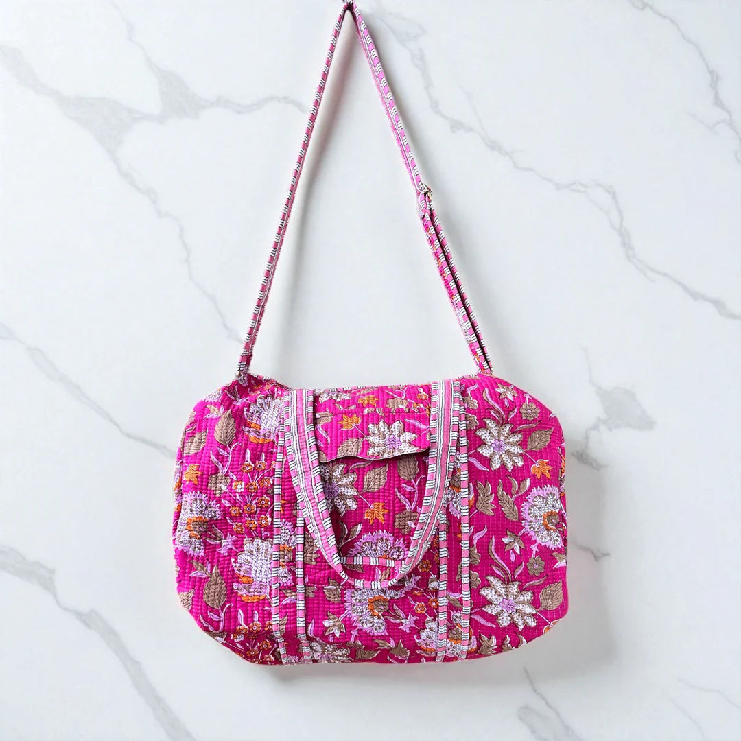 Fuchsia Bloom Quilted Duffel