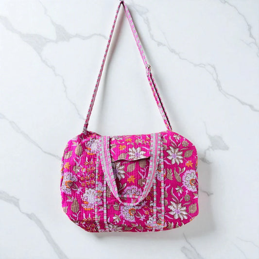 Fuchsia Bloom Quilted Duffel