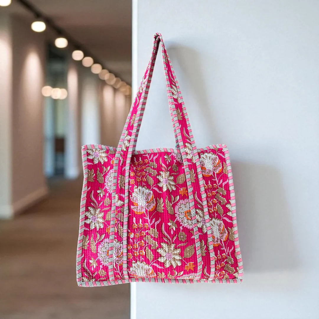 Fuchsia Bloom Quilted tote