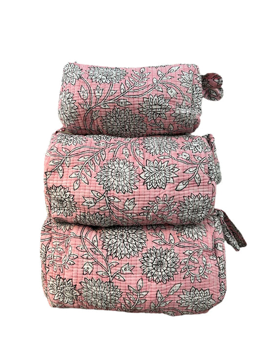 Pink Petal Quilted Toiletry Set
