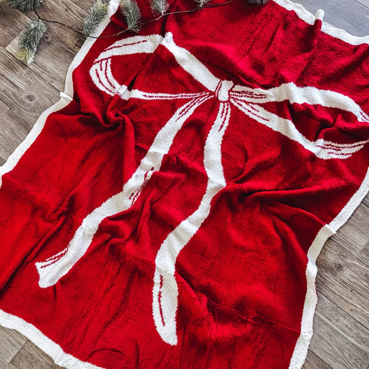 Reversible Red Bow Blanket
