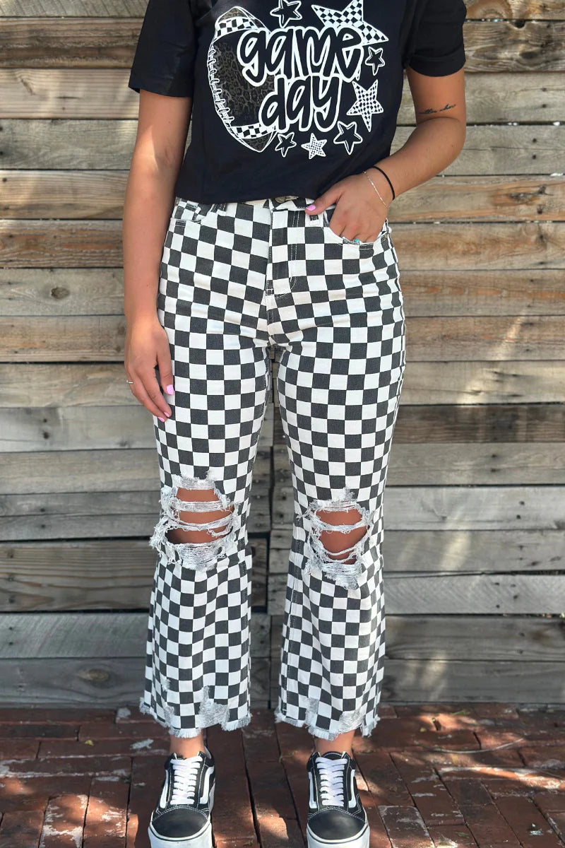 Round the Track Checkered Jeans