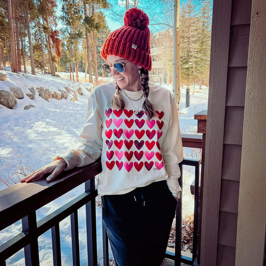 (3X) Watercolor Hearts Long Sleeve