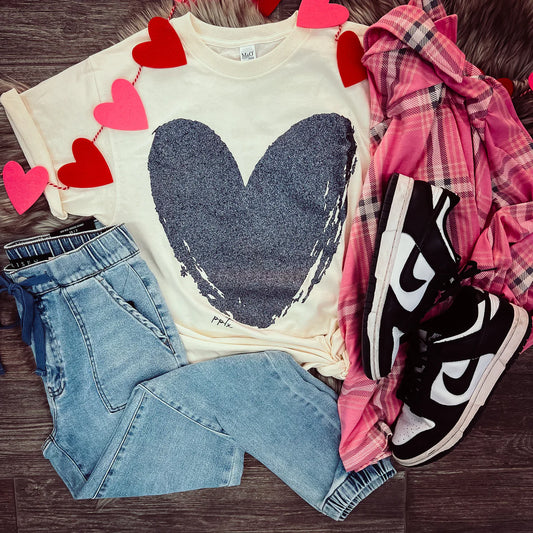 Gunmetal Glitter Heart Tee