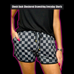 Preorder - Gray & Black Checkered Everyday Shorts
