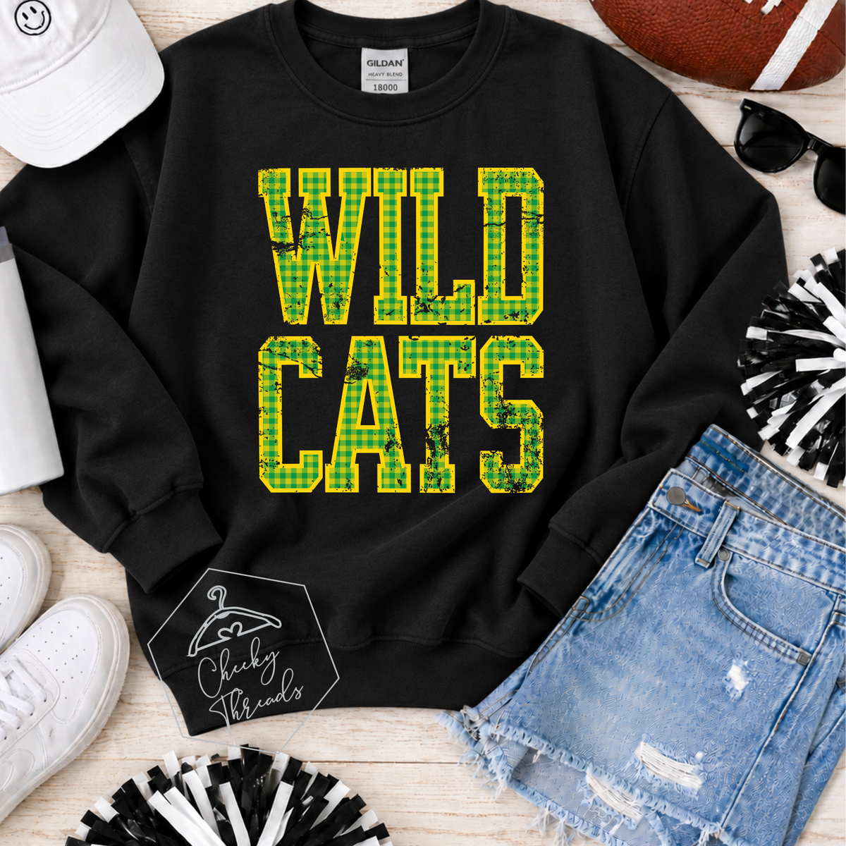 Distressed Gingham - Wildcats