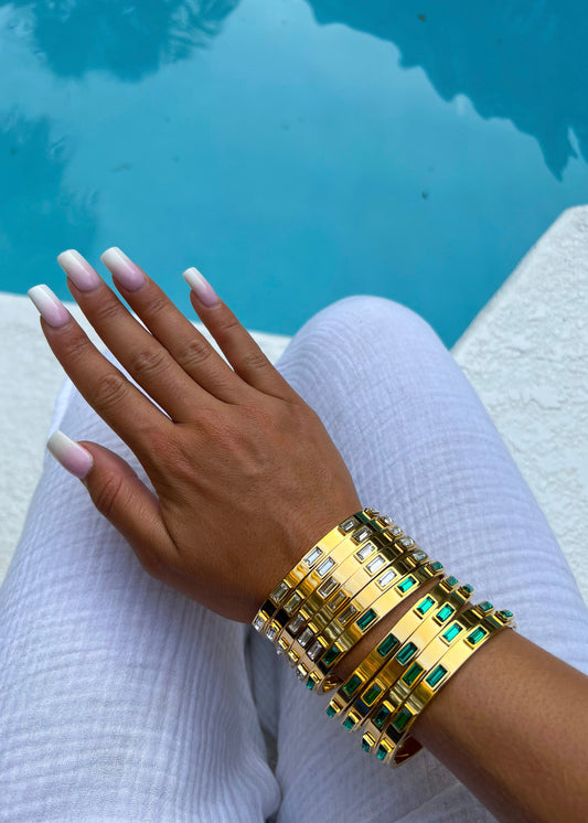 EMERALD + WHITE BANGLE