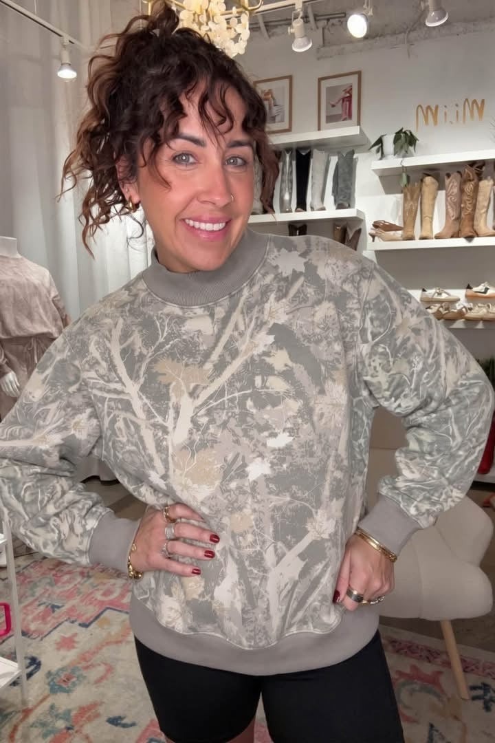 Woodsy Camo Mock Neck