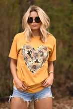 Load image into Gallery viewer, Sunflower Cowprint Heart Tee