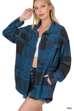 Load image into Gallery viewer, (1X &amp; 3X) Teal Plaid Lightweight Shacket