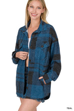 Load image into Gallery viewer, (1X &amp; 3X) Teal Plaid Lightweight Shacket