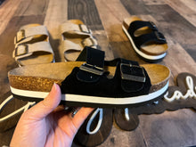 Load image into Gallery viewer, Black Suede Slides
