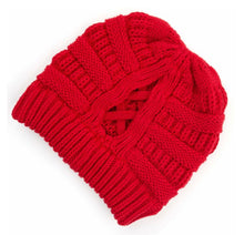 Load image into Gallery viewer, C.C Criss-Cross Ponytail Beanie