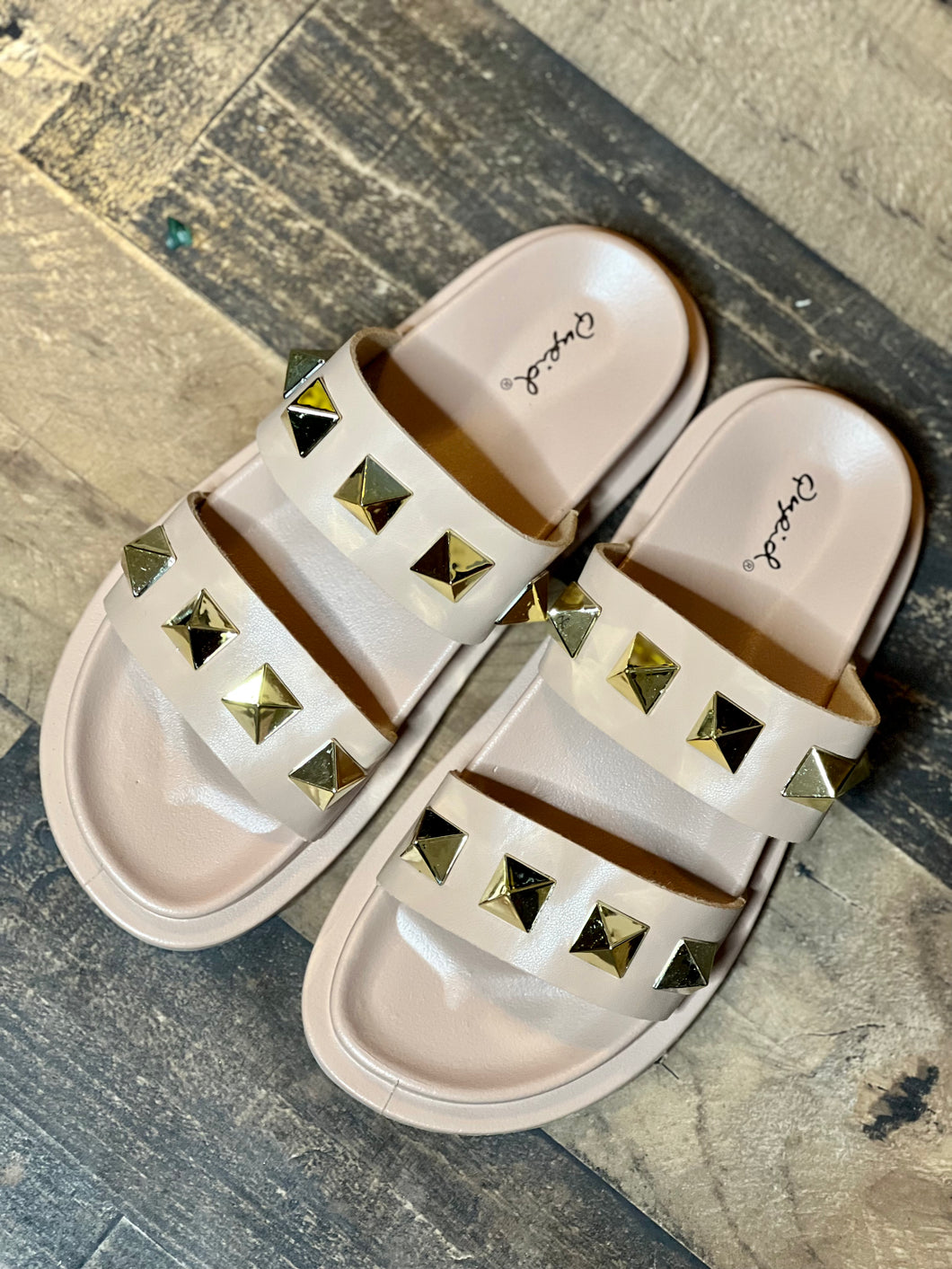 (5 & 6) Blush Studded Sandals