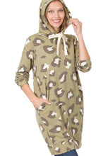 Load image into Gallery viewer, Olive Leopard Hoodie Dress