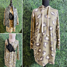 Load image into Gallery viewer, Olive Leopard Hoodie Dress