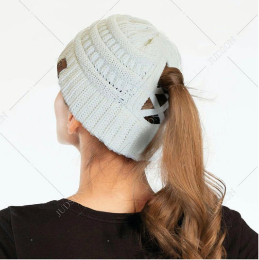 C.C Criss-Cross Ponytail Beanie