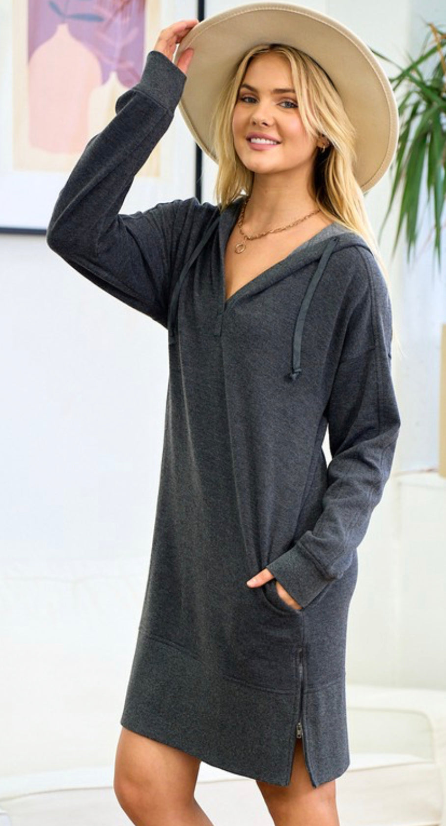 Charcoal Dress with Hood